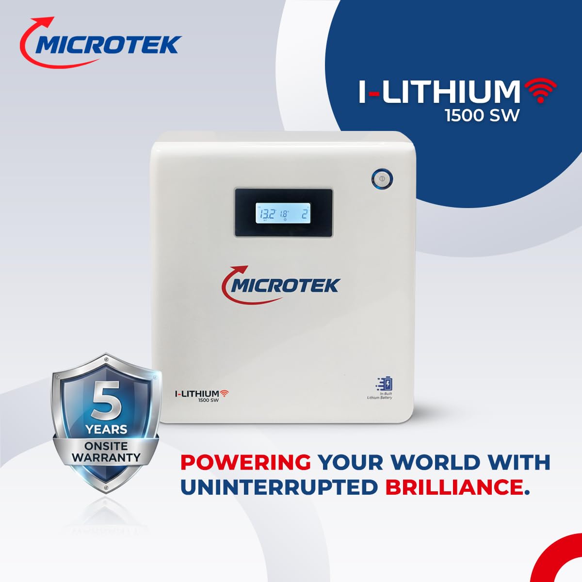 Microtek I Lithium 1500 SW 1100VA/925W Lithium Inverter with 1280Wh 12.8V Li-Ion Battery, More Than 12-Year Life, 5-Year Onsite Warranty for Home, Office & Shop - Image 2