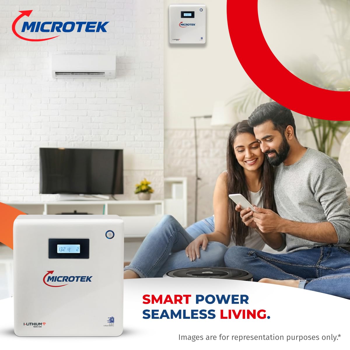 Microtek I Lithium 1500 SW 1100VA/925W Lithium Inverter with 1280Wh 12.8V Li-Ion Battery, More Than 12-Year Life, 5-Year Onsite Warranty for Home, Office & Shop - Image 4